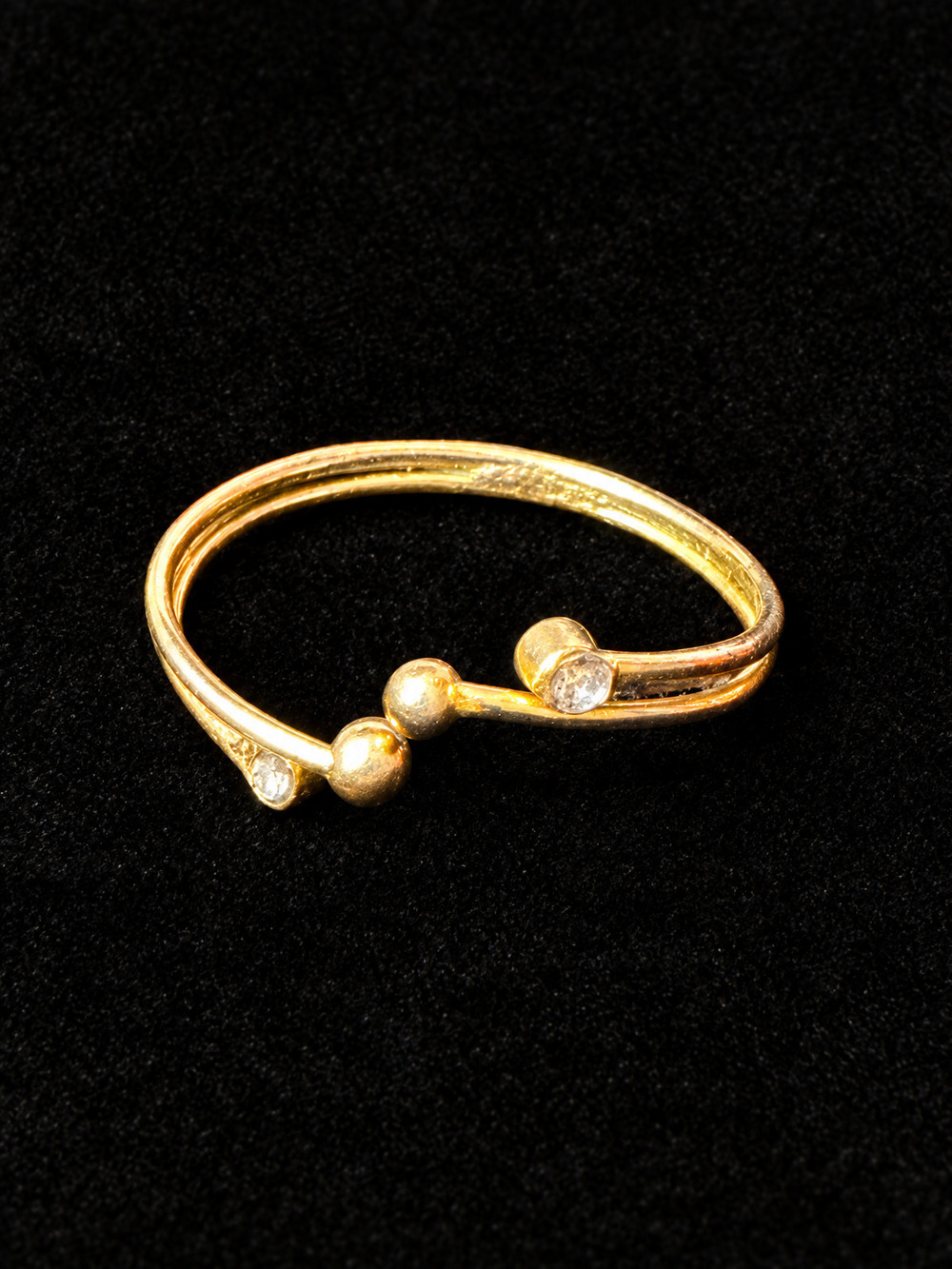 ⚜️ Gold-Tone Adjustable Ring | Dainty Stacked Band | Crystal Accent 💗